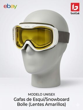 bolle Ski Snowboard Goggles White Frame with Yellow Lens and Gray Strap